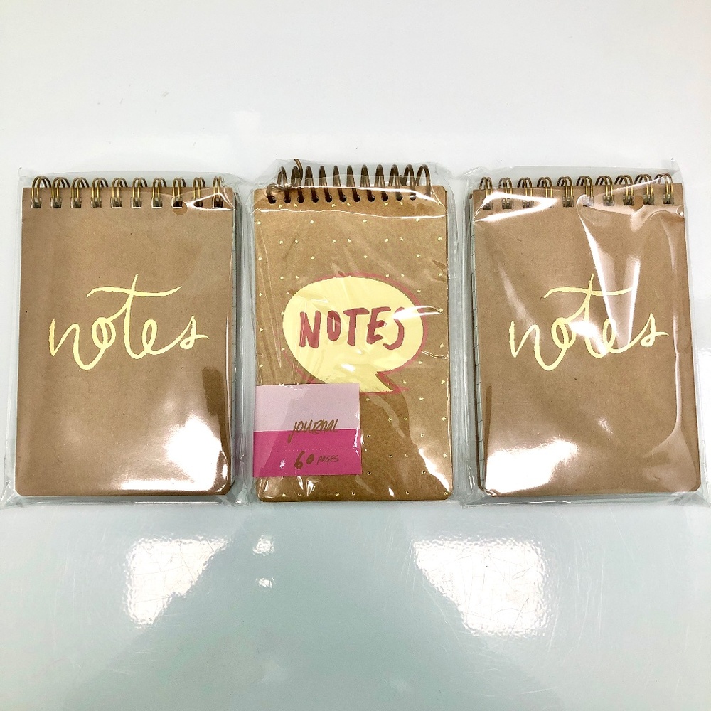 MSPCI Set of 3 Winter Luxe Holiday Mini Journals Gold Spiral Lined Note Pads NEW